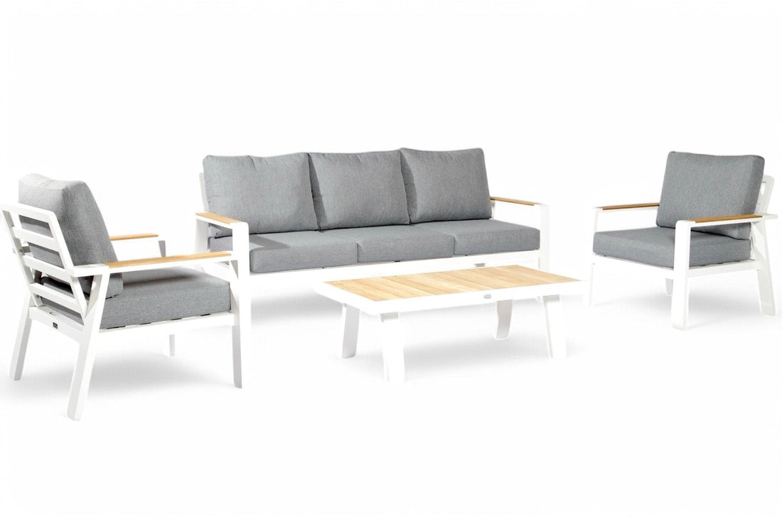 Aluminium Stuhl-Bank Loungeset – Weiß – Haus &amp; Heim
